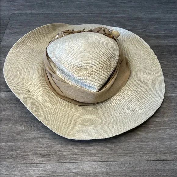 VTG Mermaidcore Straw Beach Sun Hat Shell Trim Boho Coastal Festival S/M - Picture 8 of 16